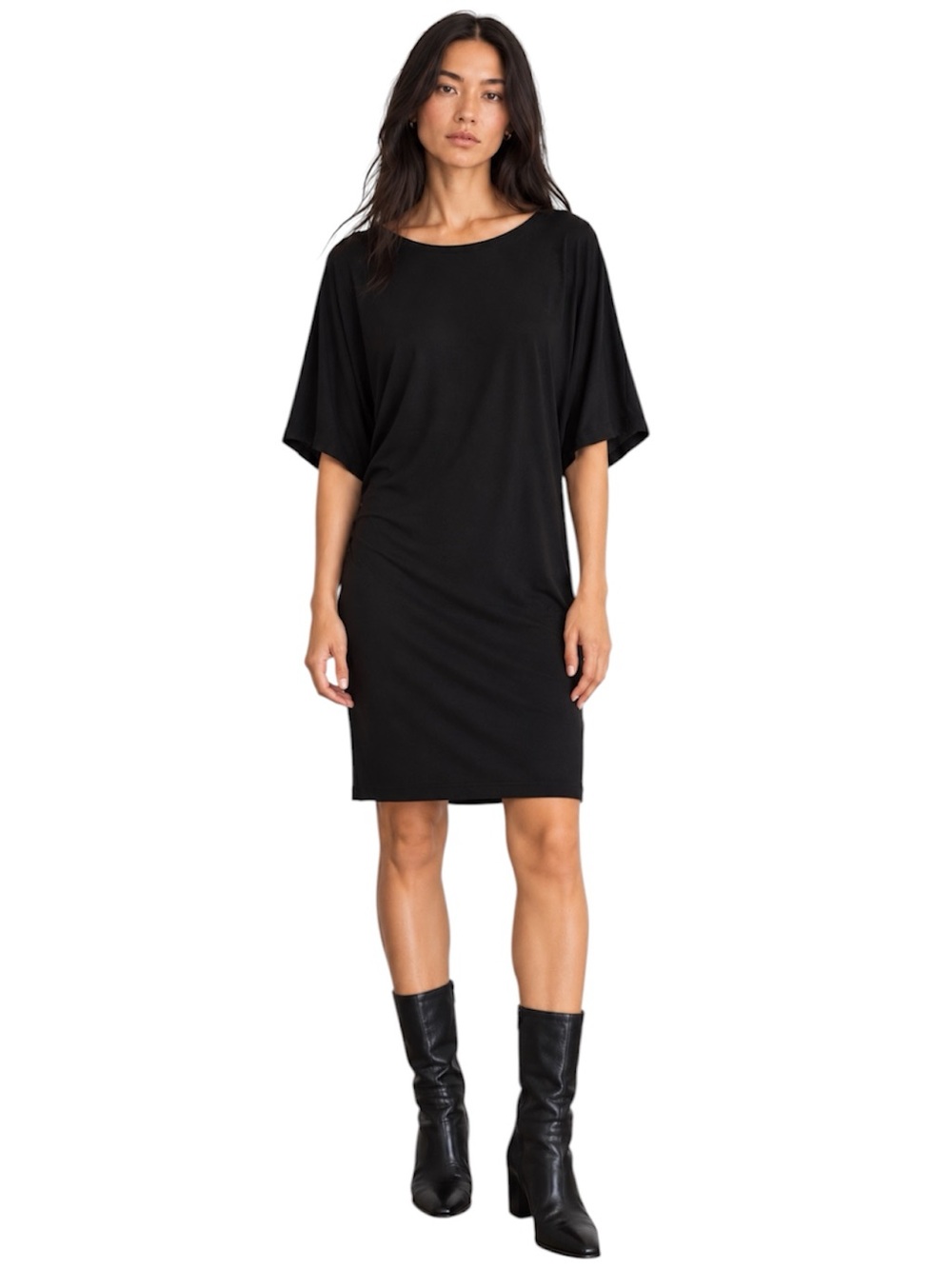 AllSaints Black Batwing Dolman Sleeve Dress 100% Viscose UK 8 US 4 EU 34